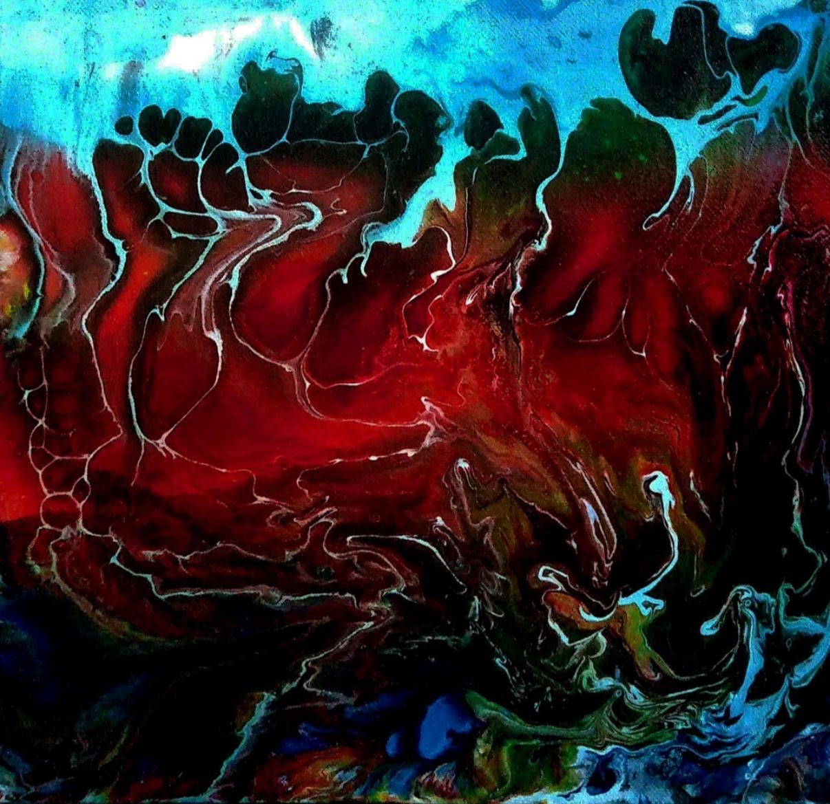 Unborn Acrylic pouring on canvas 1 by 1 feet 2021