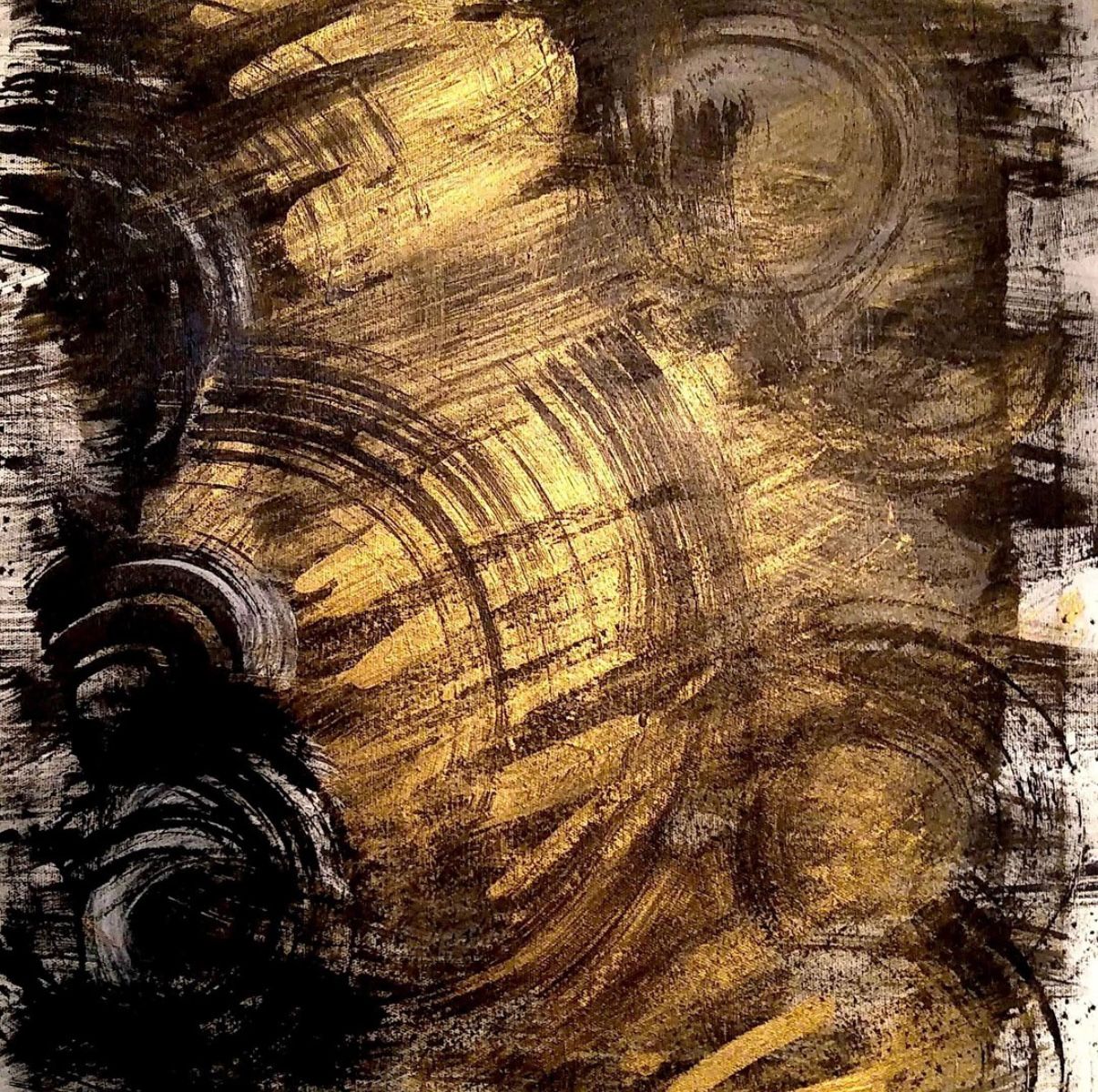 Metallic acrylic and ink on canvas Untitled 18 by 24 inches 2021